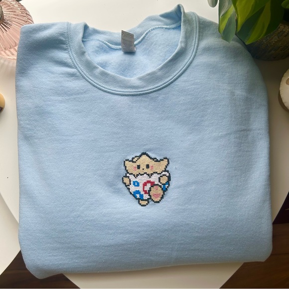 Pokémon Togepi Hand Embroidered Cross Stitch Crewneck Sweatshirt - Picture 3 of 6